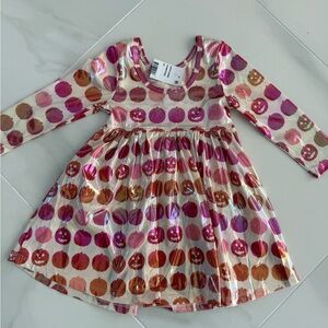 NWOT Pink Chicken 4Y Girls Lame Steph Dress in Pumpkins